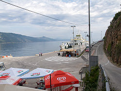 Reisebericht - mit tuifly.com nach Mali Losinj in Kroatien - F�hranlegestelle Merag auf der Insel Cres