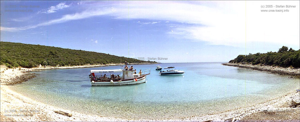 Panoramafotos von der Insel Losinj - die Mateo von Kapitän Mate in der Bucht Plieski auf der Insel Losinj