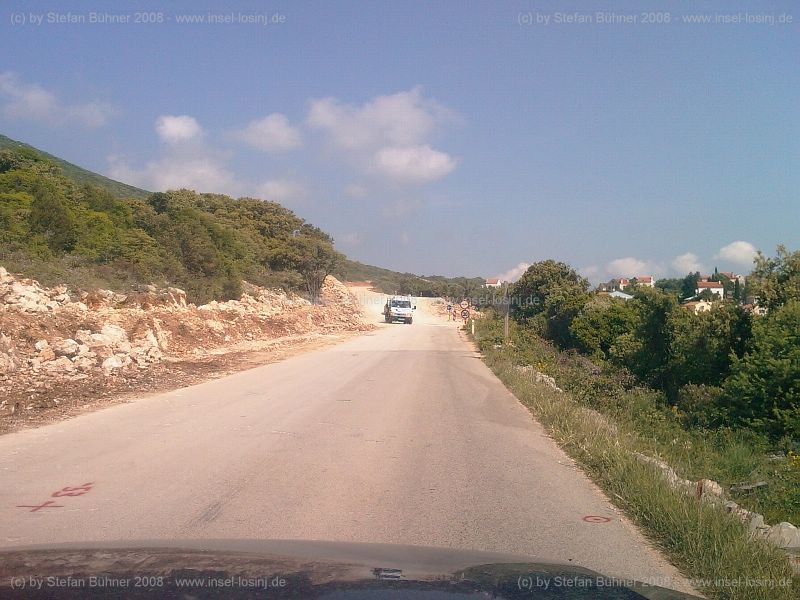 Baustelle der Umgehungsstraße um Nerezine auf der Insel Losinj